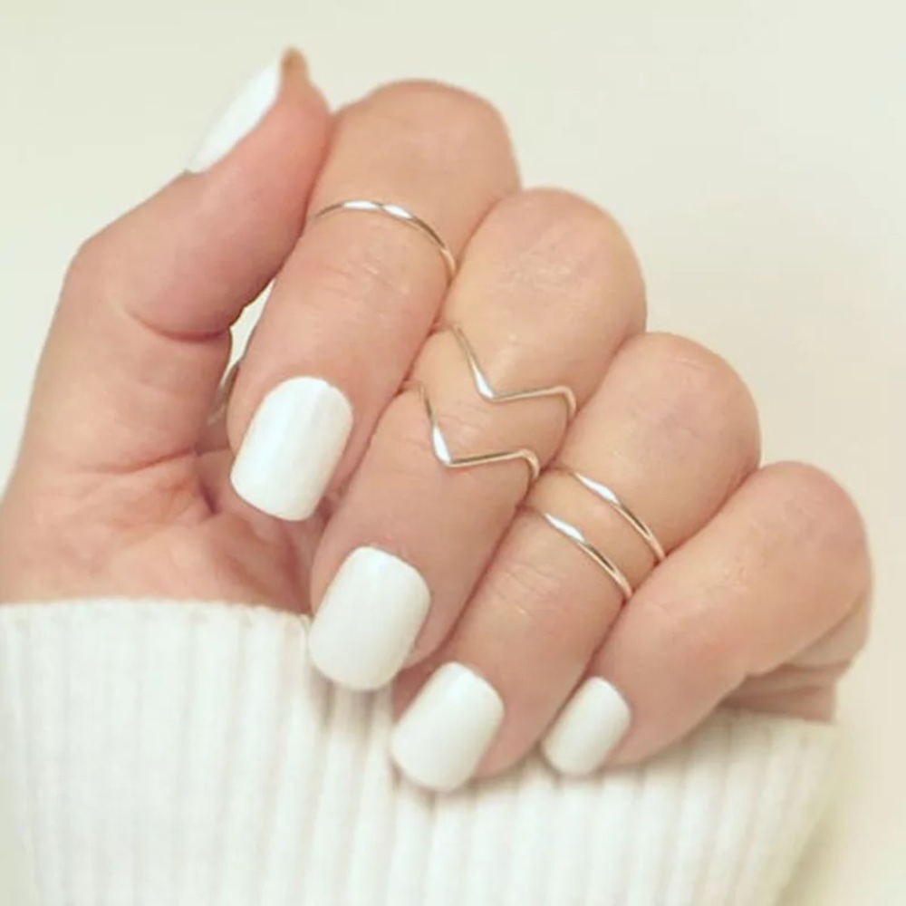 5pcs Silver Above Knuckle Midi Rings - Picture 1 of 3